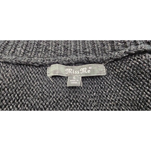 Miss Me Womens Sweater Glam Fairy Goth Y2K Metallic Studded Spikes Charcoal Sz L - Picture 3 of 15